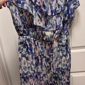 Faded Glory Blue and Purple Sundress with Flutter Sleeves and Cowl Neck
